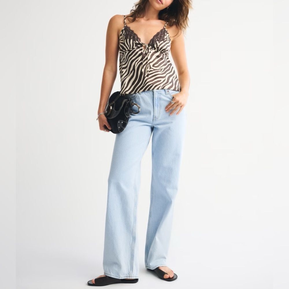 Abercrombie & Fitch Loose High Rise Jeans – Light Marble, Curve Love, Sz 6S